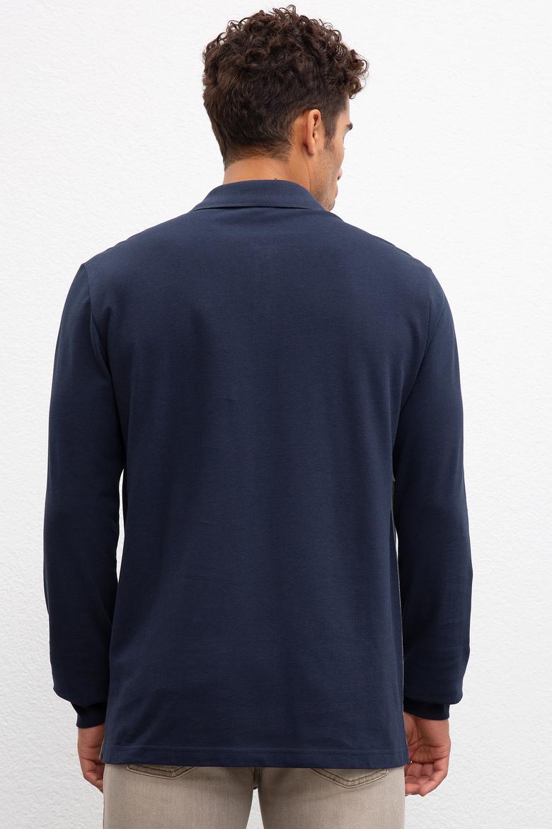 Erkek Lacivert Polo Yaka Sweatshirt - 50207524008