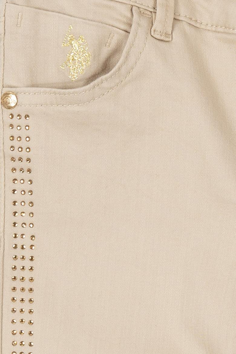 Kız Çocuk Bej Kanvas Pantolon - 50207568009