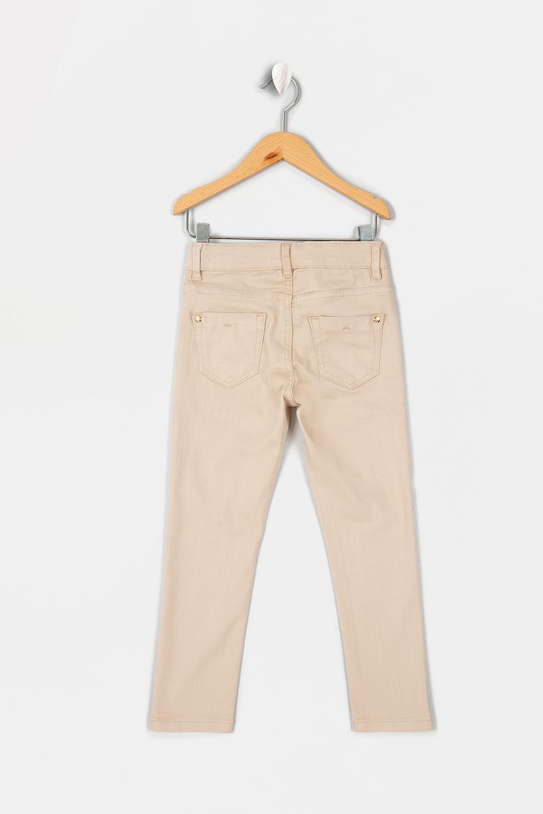 Kız Çocuk Bej Kanvas Pantolon - 50207568009