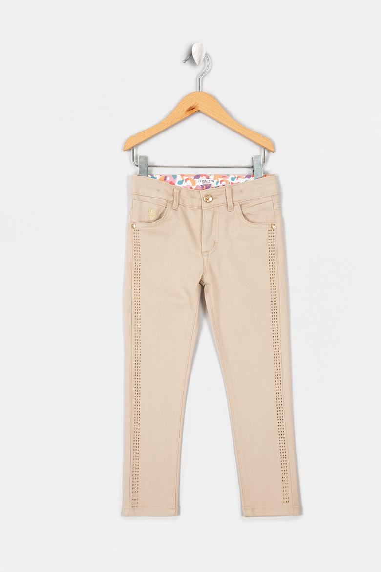 Kız Çocuk Bej Kanvas Pantolon