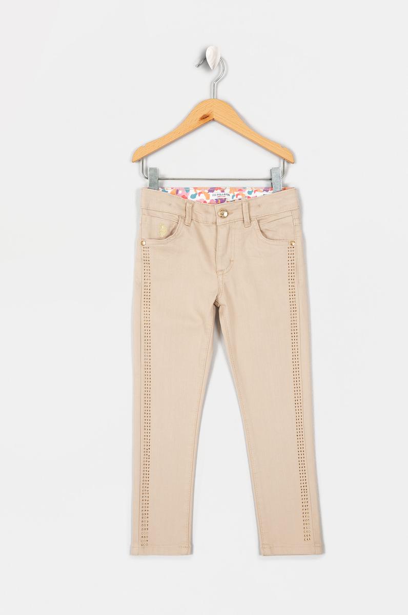 Kız Çocuk Bej Kanvas Pantolon
