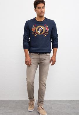 Erkek Lacivert Bisiklet Yaka Sweatshirt - 50207609008