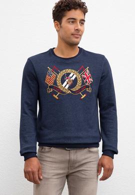 Erkek Lacivert Bisiklet Yaka Sweatshirt - 50207609008
