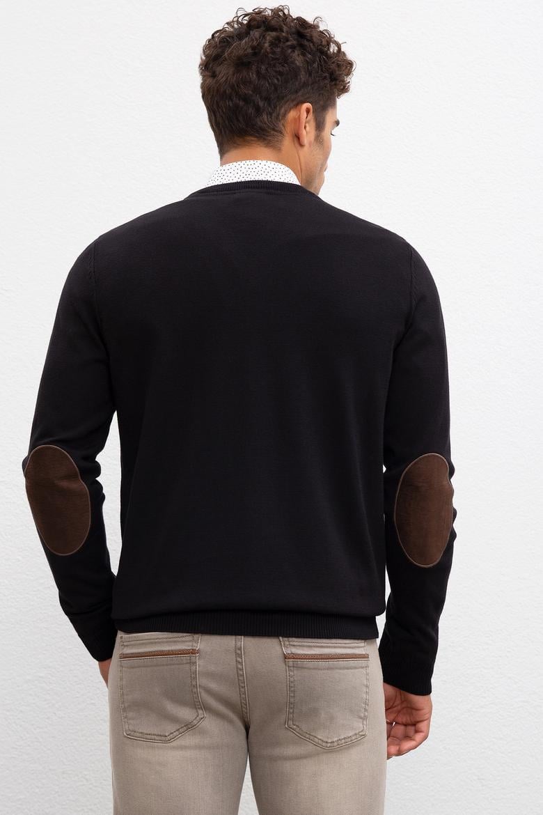 Erkek Siyah V-Yaka Triko Kazak Basic - 50207651017