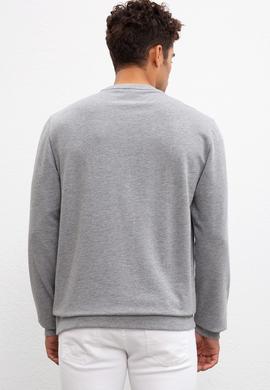 Erkek Gri Melanj Bisiklet Yaka Sweatshirt - 50208654023