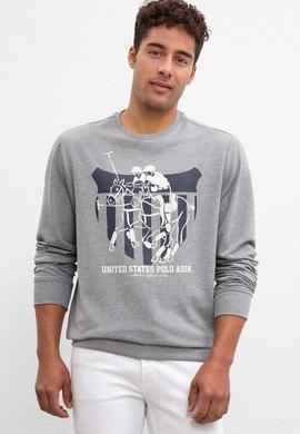 Erkek Gri Melanj Bisiklet Yaka Sweatshirt - 50208654023