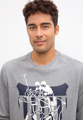 Erkek Gri Melanj Bisiklet Yaka Sweatshirt - 50208654023