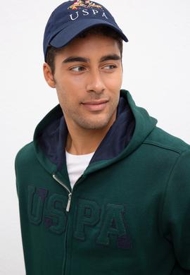 Erkek Koyu Yeşil Kapüşonlu Fermuarlı Sweatshirt - 50207307015