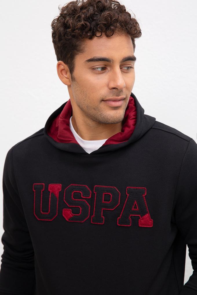 Erkek Siyah Kapüşonlu Sweatshirt Basic