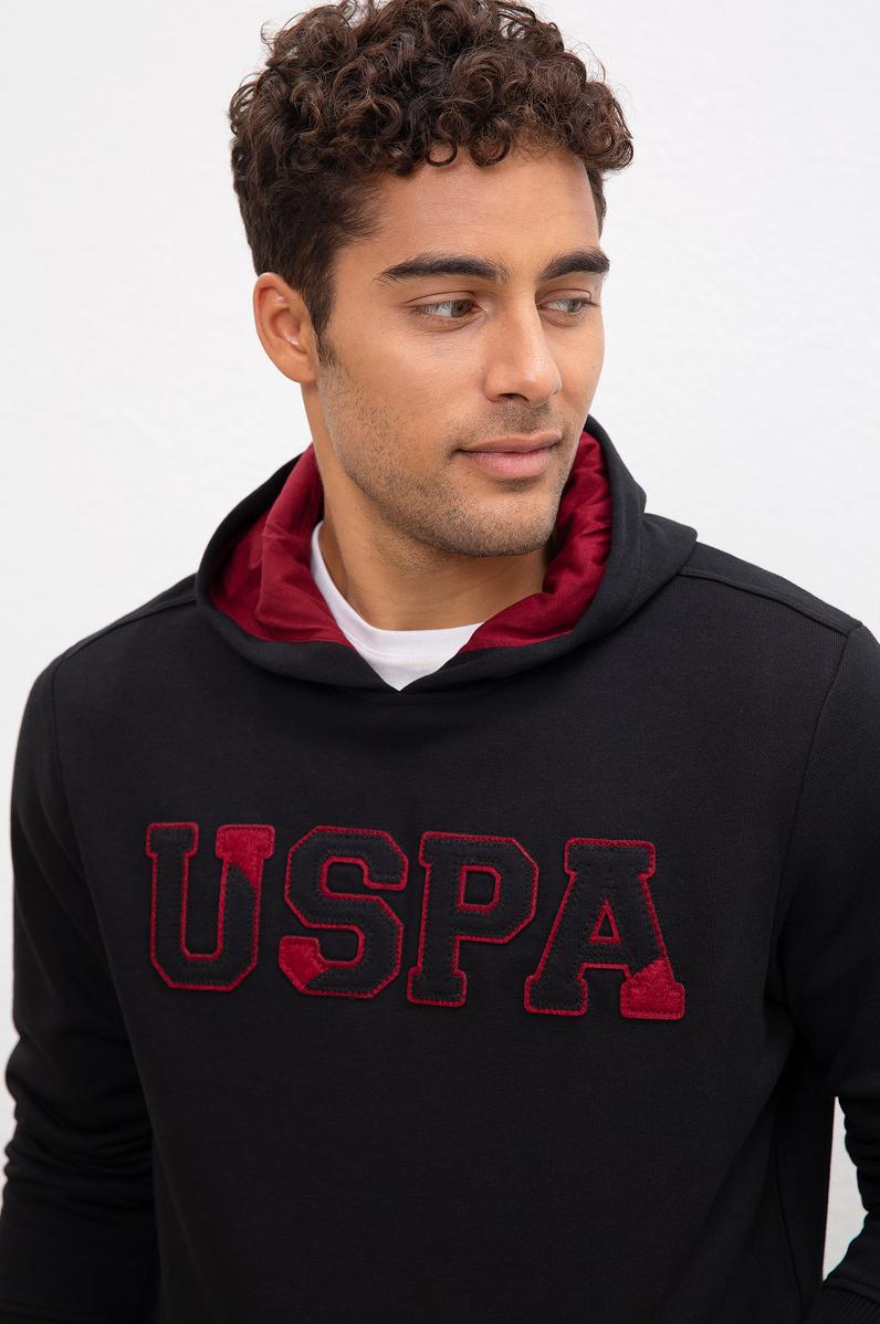 Erkek Siyah Kapüşonlu Sweatshirt Basic