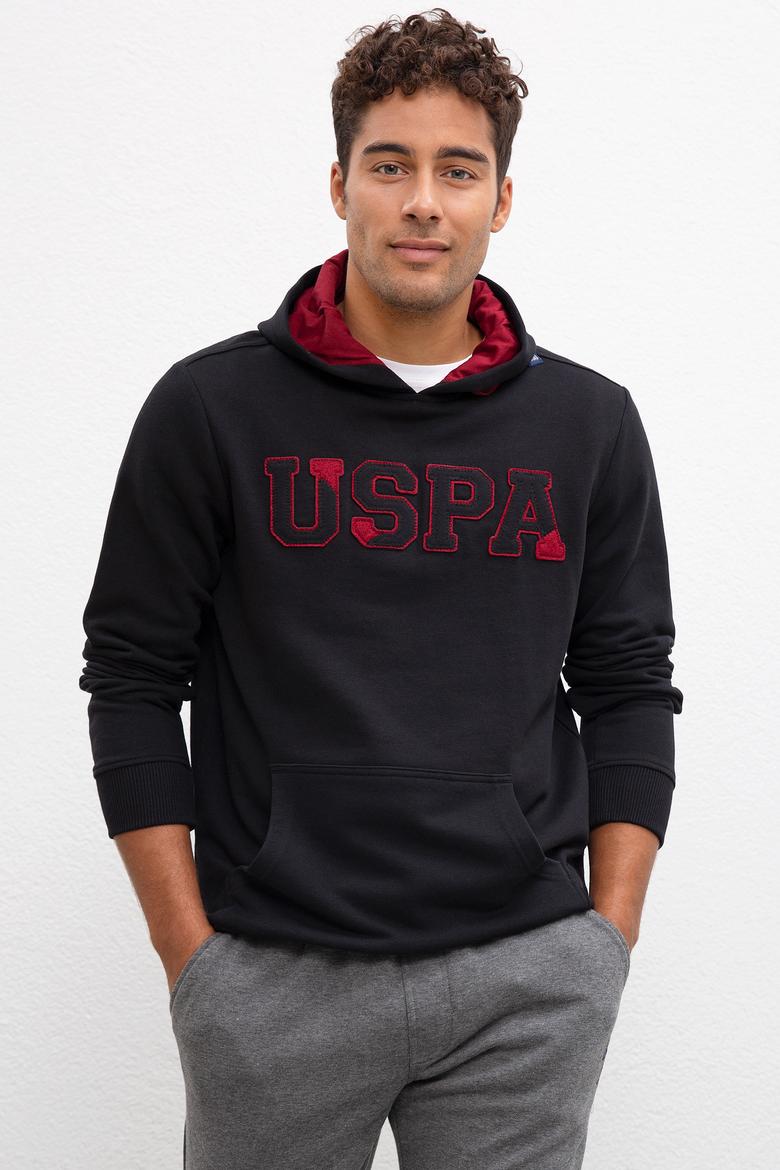 Erkek Siyah Kapüşonlu Sweatshirt Basic - 50207318029