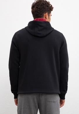 Erkek Siyah Kapüşonlu Sweatshirt Basic - 50207318029