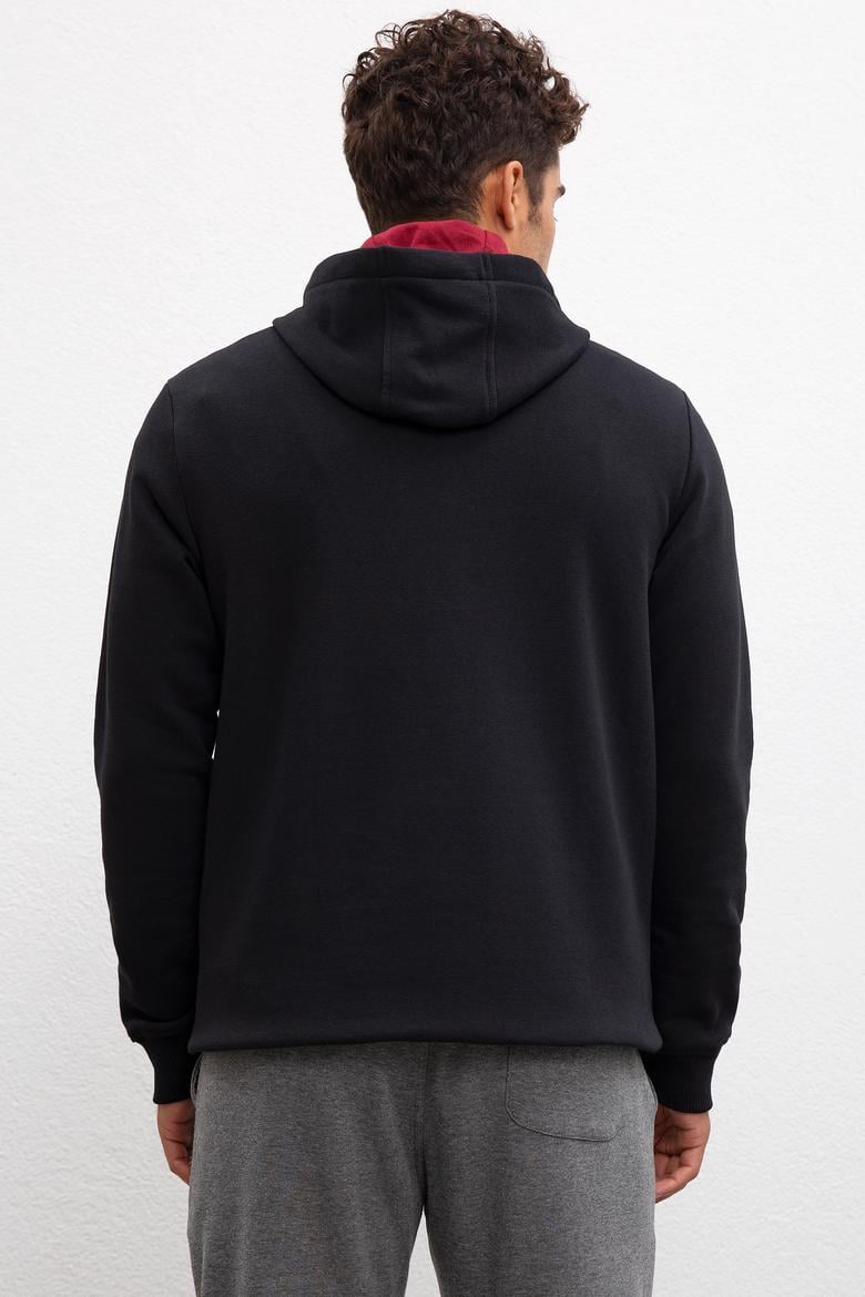 Erkek Siyah Kapüşonlu Sweatshirt Basic - 50207318029