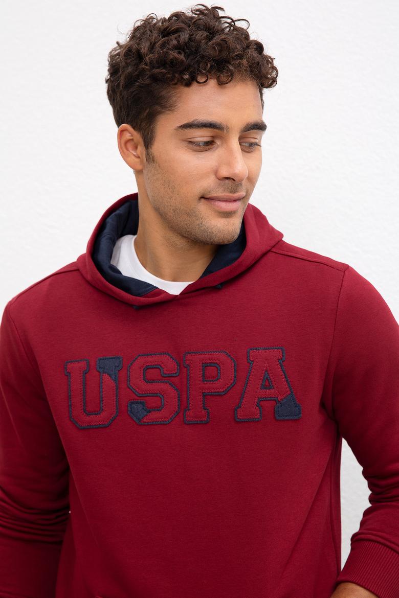 Erkek Bordo Kapüşonlu Sweatshirt Basic - 50207318060