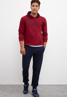 Erkek Bordo Kapüşonlu Sweatshirt Basic - 50207318060