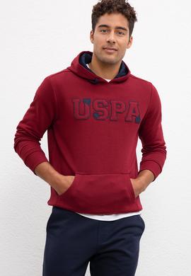 Erkek Bordo Kapüşonlu Sweatshirt Basic - 50207318060