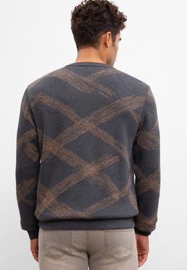 Erkek Antrasit Bisiklet Yaka Sweatshirt - 50207498012