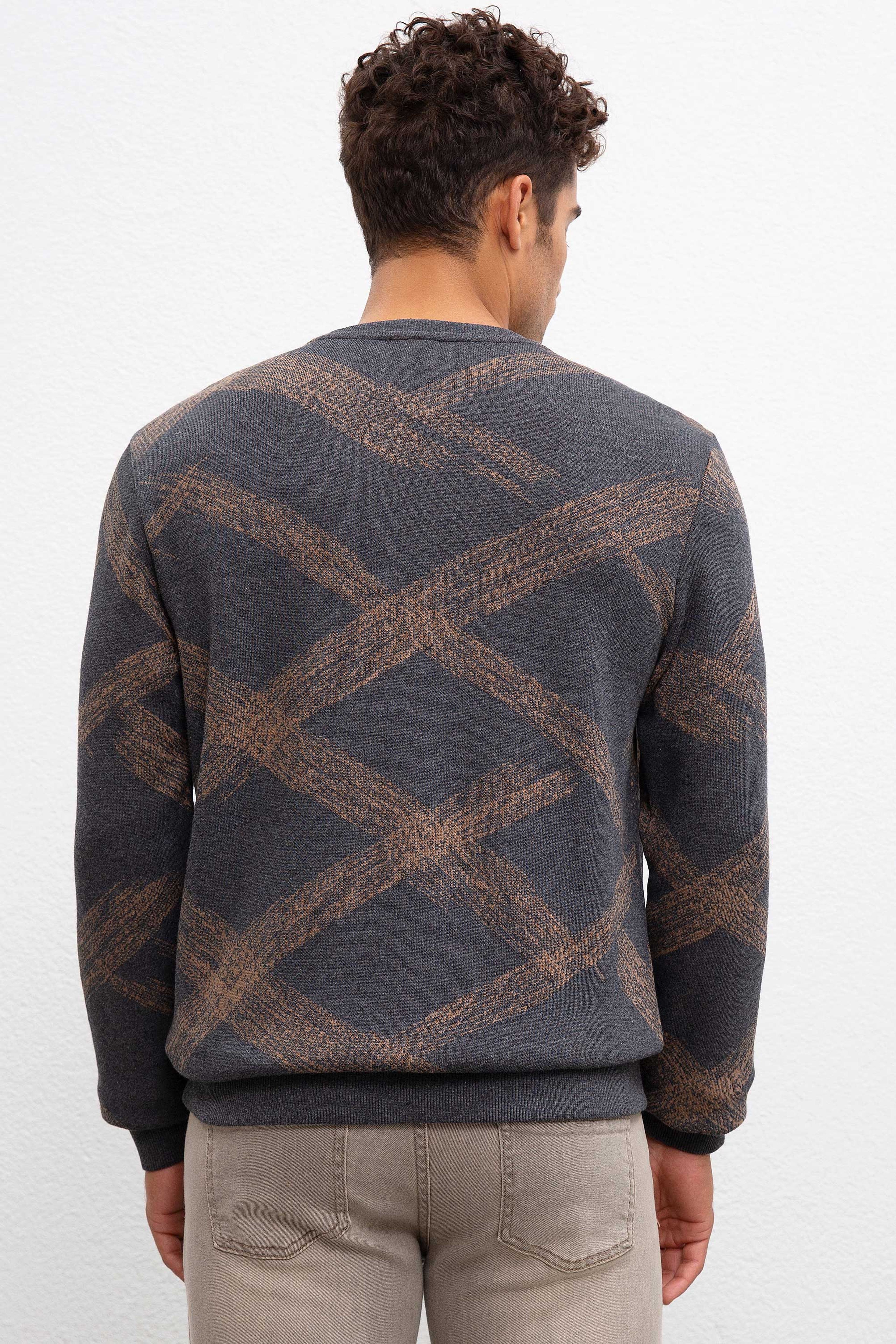 Erkek Antrasit Bisiklet Yaka Sweatshirt - Image 3