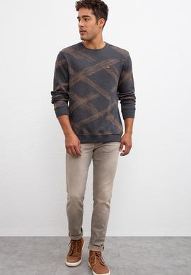 Erkek Antrasit Bisiklet Yaka Sweatshirt - 50207498012