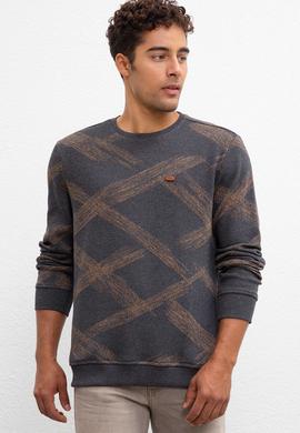 Erkek Antrasit Bisiklet Yaka Sweatshirt - 50207498012