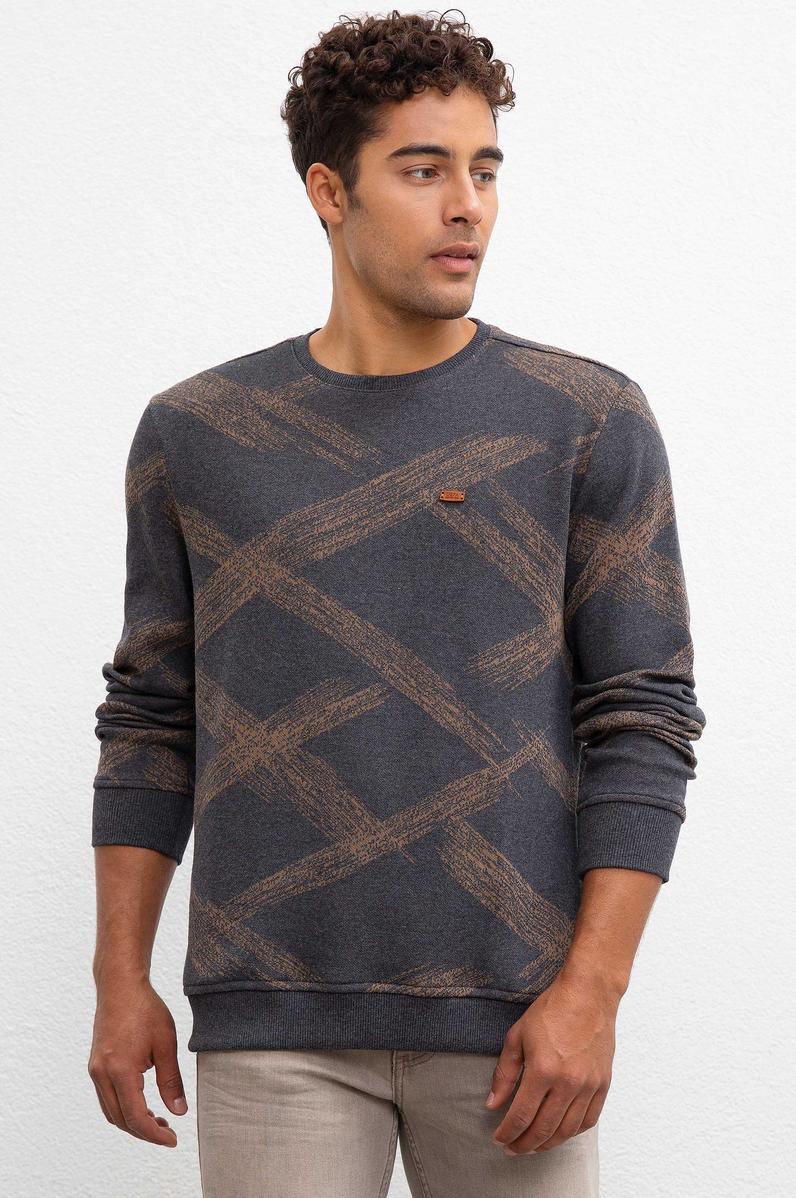 Erkek Antrasit Bisiklet Yaka Sweatshirt