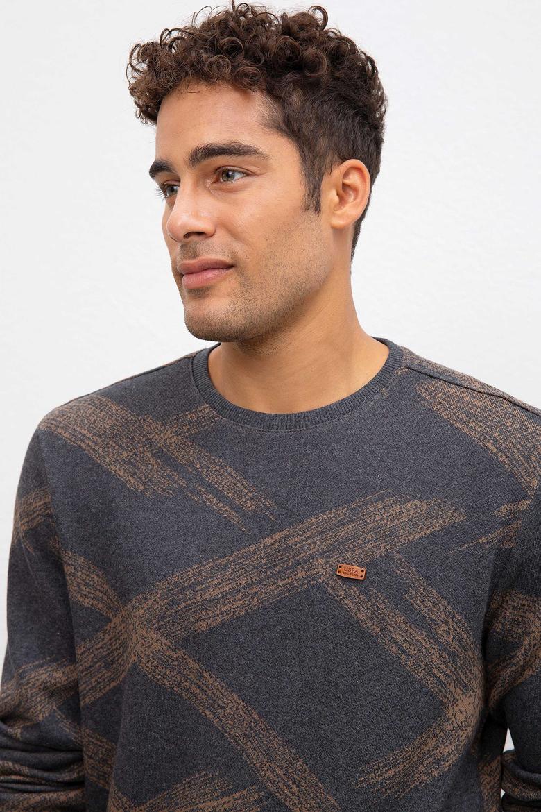 Erkek Antrasit Bisiklet Yaka Sweatshirt - 50207498012