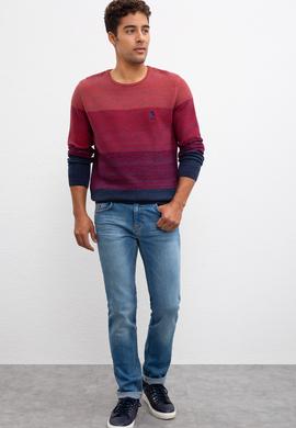 Erkek Kırmızı Bisiklet Yaka Triko Kazak - 50207644015