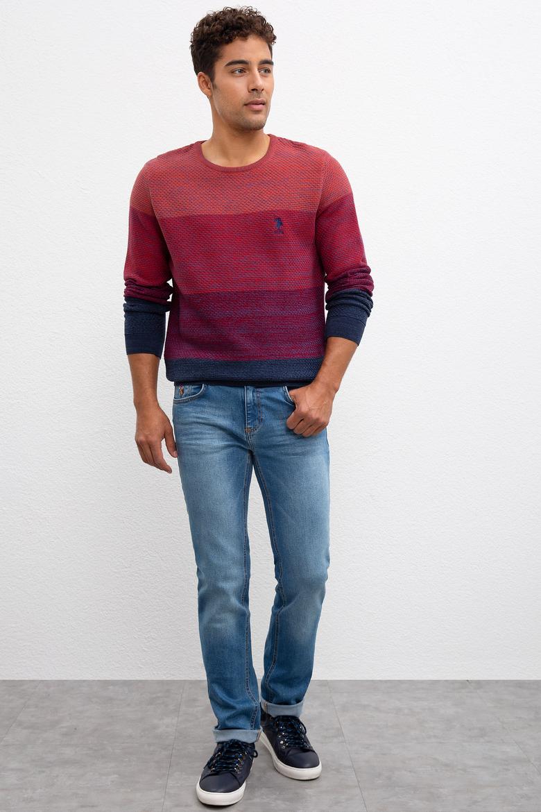 Erkek Kırmızı Bisiklet Yaka Triko Kazak - 50207644015