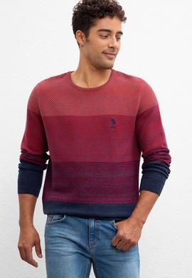 Erkek Kırmızı Bisiklet Yaka Triko Kazak - 50207644015