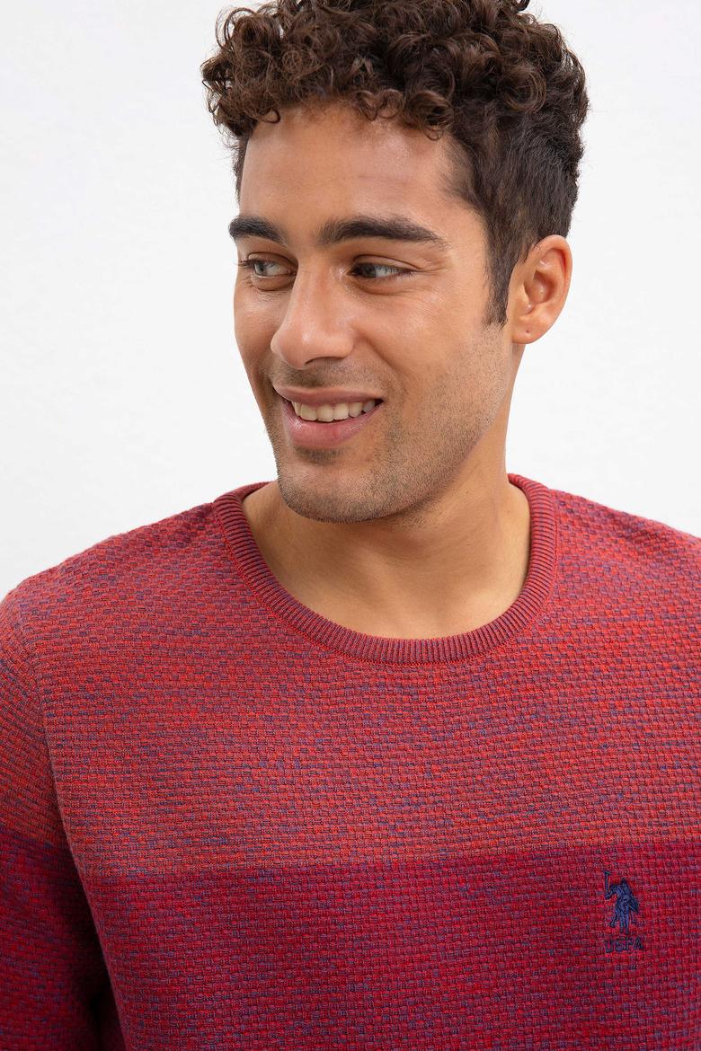 Erkek Kırmızı Bisiklet Yaka Triko Kazak - 50207644015