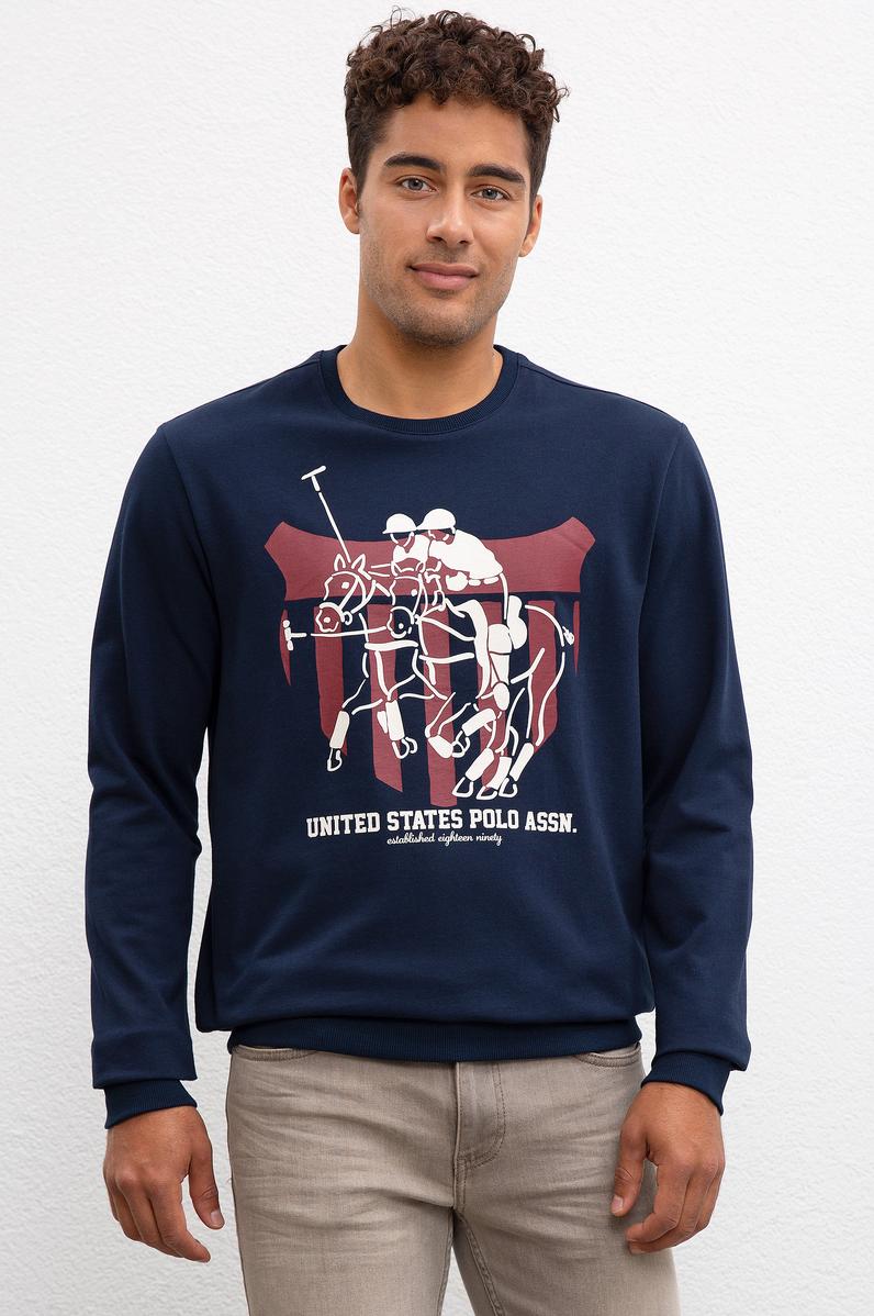 Erkek Lacivert Bisiklet Yaka Sweatshirt