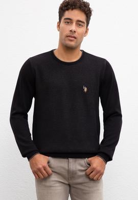 Erkek Siyah Bisiklet Yaka Triko Kazak - 50209485030