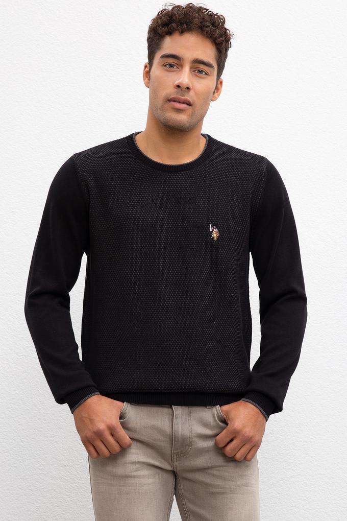 Erkek Siyah Bisiklet Yaka Triko Kazak