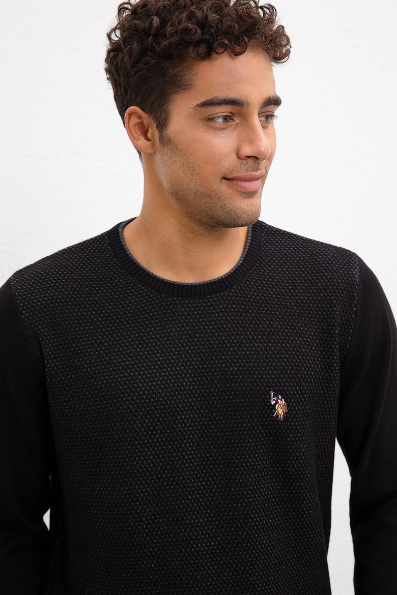 Erkek Siyah Bisiklet Yaka Triko Kazak - 50209485030