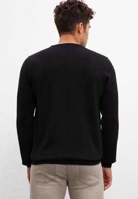 Erkek Siyah Bisiklet Yaka Triko Kazak - 50209485030