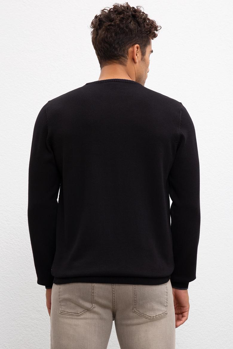 Erkek Siyah Bisiklet Yaka Triko Kazak - 50209485030