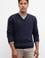 Erkek Lacivert V-Yaka Triko Kazak Basic