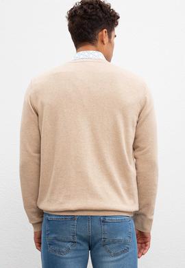 Erkek Kum Melanj V-Yaka Triko Kazak Basic - 50211249048