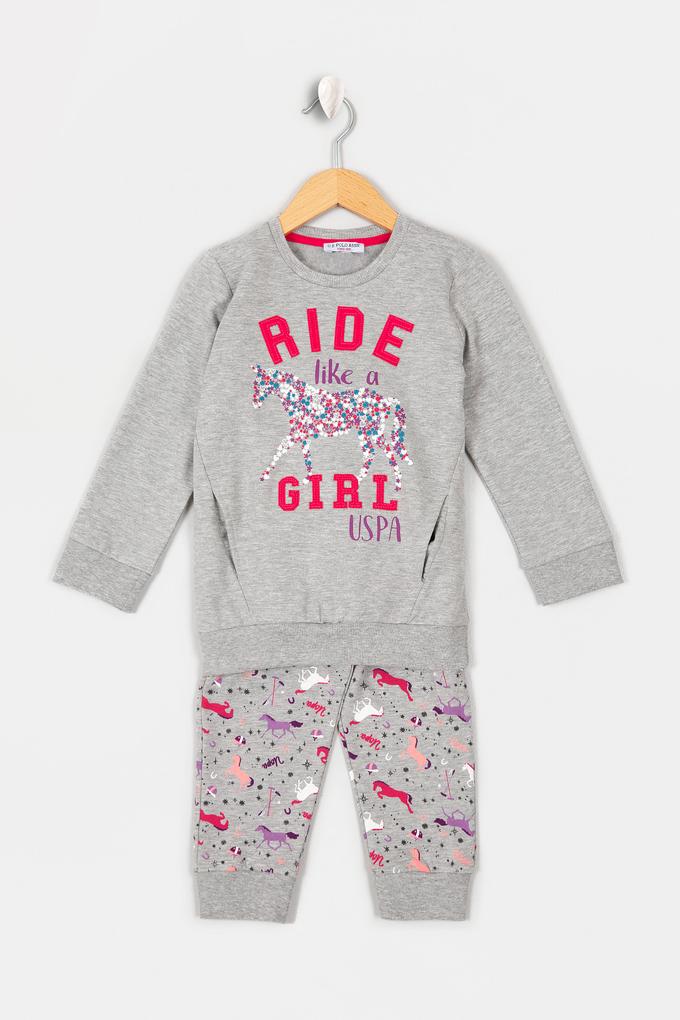 Kız Çocuk Gri Pijama Takımı