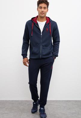 Erkek Lacivert Kapüşonlu Fermuarlı Sweatshirt - 50207316037