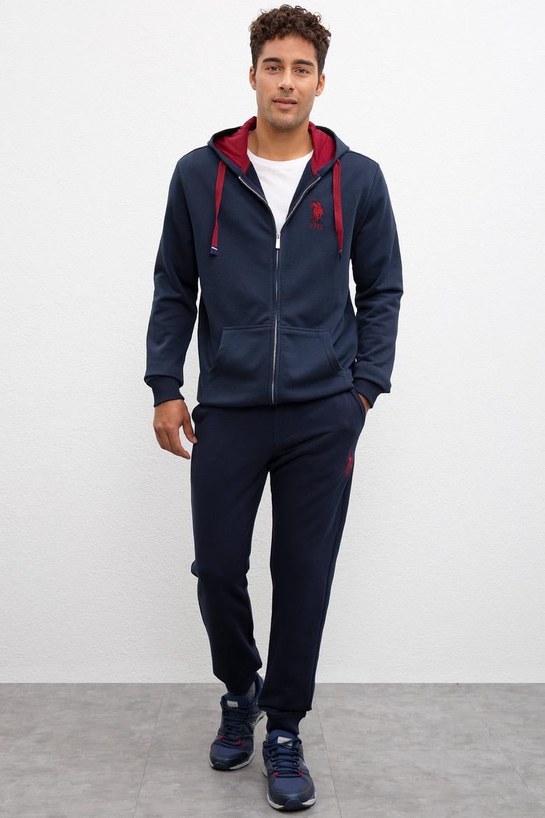 Erkek Lacivert Kapüşonlu Fermuarlı Sweatshirt - 50207316037