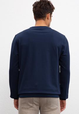 Erkek Lacivert Bisiklet Yaka Sweatshirt - 50216237008