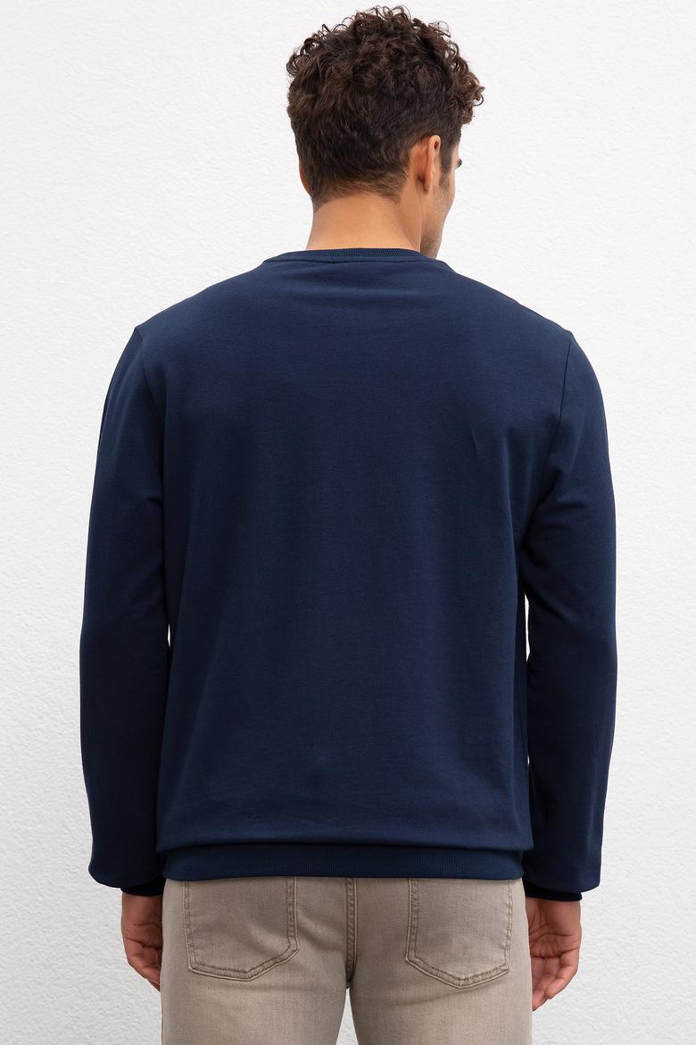 Erkek Lacivert Bisiklet Yaka Sweatshirt - 50216237008