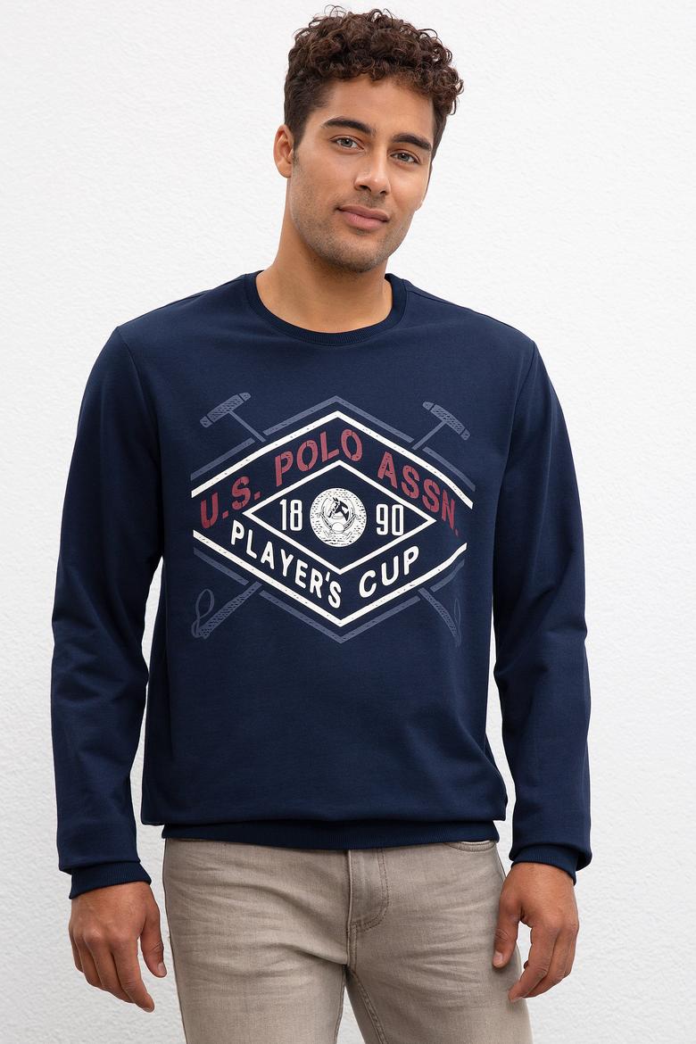 Erkek Lacivert Bisiklet Yaka Sweatshirt - 50216237008