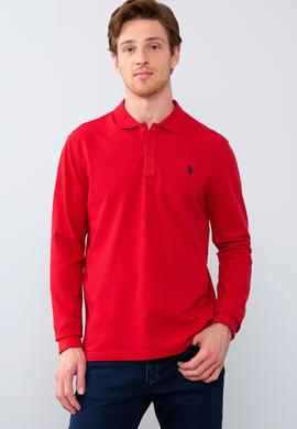Erkek Kırmızı Polo Yaka Sweatshirt Basic - 50209199126