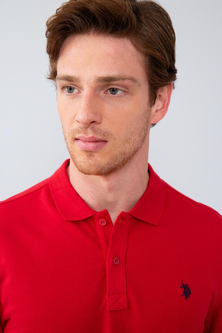 Erkek Kırmızı Polo Yaka Sweatshirt Basic - 50209199126