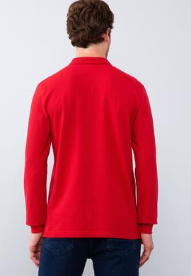 Erkek Kırmızı Polo Yaka Sweatshirt Basic - 50209199126