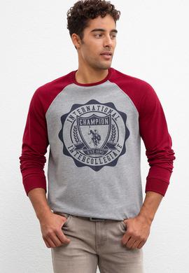 Erkek Gri Melanj Bisiklet Yaka Sweatshirt - 50208657029