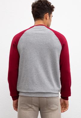 Erkek Gri Melanj Bisiklet Yaka Sweatshirt - 50208657029