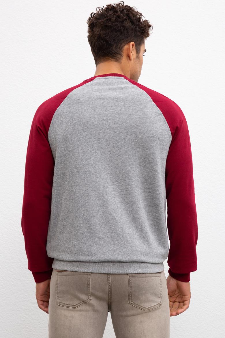 Erkek Gri Melanj Bisiklet Yaka Sweatshirt - 50208657029